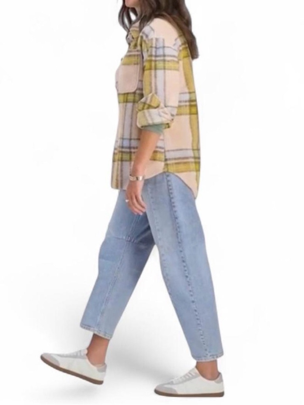 NWT Pink & Blue Plaid Oversized Shacket Wool Blend in Woman's XL | On 34th